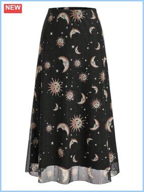 Women's Midi Skirt Mesh High Waisted A-Line Long Skirt